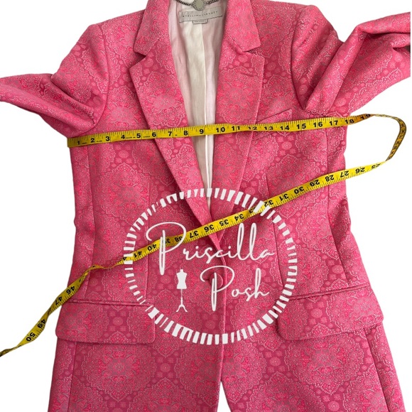 Stella McCartney Bright Pink Floral Paisley Jacquard Long Line Blazer Jacket - Picture 14 of 17